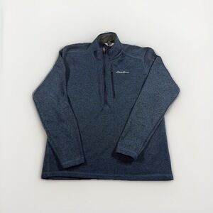 Eddie Bauer Men's XL Fleece 1/4 Zip Mock Neck Pullover Sweatshirt Dark Blue